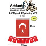 Artlantis Ipli Bayrak Küçük Boy 40'lı 6X10CM 3 Paket Türk Bayrağı Kağıt Ipli Sıralı Ayyıldız Bayrak Sınıf Süsü Okul Bayram - 6x10 cm - Kırmızı - Beyaz - 40 lı