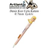 Artlantis Işıklı Deniz Kızı Uçlu Kalem 0.7 1 Adet Denizkızı Başlıklı Versatil Kalem Süslü Silikonlu Hediyelik Kalem (Sarı)