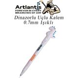 Artlantis Işıklı Dinazor Uçlu Kalem 0.7 1 Adet Dinazor Başlıklı Versatil Kalem Süslü Silikonlu Hediyelik Kalem (Pembe)
