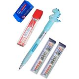 Artlantis Işıklı Dinazor Uçlu Kalem Seti Mavi 0.7 mm 1 Paket Dinazor Başlıklı Versatil Kalem Süslü Silikonlu Hediyelik Kalem - Standart - 0.7mm
