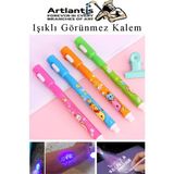 Artlantis Işıklı Görünmez Kalem 4 Adet Sihirli Kalem Işıklı Uv Mavi Işıklı Kalem LY-1517 Keçe Uçlu - Çok Renkli - Standart