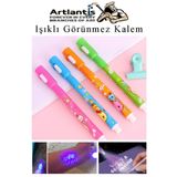 Artlantis Işıklı Görünmez Kalem 4 Adet Sihirli Kalem Işıklı Uv Mavi Işıklı Kalem Ly-1517 Keçe Uçlu