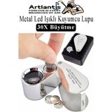 Artlantis Işıklı Lup Büyüteç Mercek 30X Büyütme 21 mm 1 Adet 30X Kuyumcu Takı Lupu Paslanmaz Çelik Optik Taşınabilir Lup - Gümüş - Gri