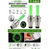 Artlantis Işıklı Sibop Kapağı 2 Li 1 Paket Fotosel Haraket Sensörlü LED Işık Bisiklet Araba Motor Tekerlek Lastik - Yeşil