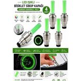 Artlantis Işıklı Sibop Kapağı 4 Lü 1 Paket Fotosel Haraket Sensörlü LED Işık Bisiklet Araba Motor Tekerlek Lastik - Yeşil