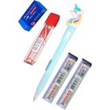 Artlantis Işıklı Unicorn Uçlu Kalem Seti Mavi 0.7 mm 1 Paket Unicorn Başlıklı Versatil Kalem Süslü Silikonlu Hediyelik Kalem - Standart - 0.7mm