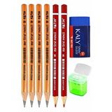 Artlantis Jumbo Kurşun Kalem Jumbo Kırmızı Kalem Kalemtraş Ve Silgi 8 Li 1 Paket Fatih Jumbo Kalın Kırmızı Başlık Kalemi Üçgen