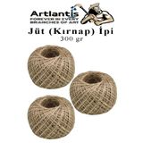 Artlantis Jüt İpi Kırnap 300 Metre Mumlu Kırnap İplik Jüt İp Kendir İp Süs Naturel Doğal İplik Hasır İplik Çuval İp