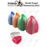 Artlantis Kalemtraş 4 Adet Hazneli Standart Kalem Açacağı Plastik Kalemtıraş Fixpoint P-6027 Kalem Traş - Çok Renkli - Çift Bıçaklı
