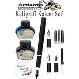 Artlantis Kaligrafi Dolma Kalem Seti 4 Lü 1 Paket Mavi ve Siyah Yedek Mürekkep Hat Yazma Tasarım Sanat Kalemi Hattat - Standart - Renkli