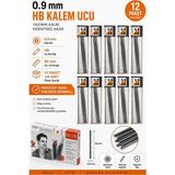 Artlantis Kaliteli Kalem Ucu 12 Li 0.9 mm Hb 12 Paket Tombow Versatil Kalem Uç Mekanik Uçlu Otomatik Kurşun Kalem Ucu 60MM Yumuşak - Standart - Siyah - 60 mm