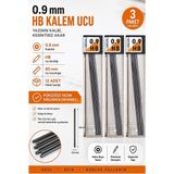 Artlantis Kaliteli Kalem Ucu 12 Li 0.9 mm Hb 3 Paket Tombow Versatil Kalem Uç Mekanik Uçlu Otomatik Kurşun Kalem Ucu 60MM Yumuşak - Standart - Siyah - 60 mm