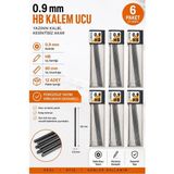 Artlantis Kaliteli Kalem Ucu 12 Li 0.9 mm Hb 6 Paket Tombow Versatil Kalem Uç Mekanik Uçlu Otomatik Kurşun Kalem Ucu 60MM Yumuşak - Standart - Siyah - 60 mm