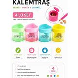 Artlantis Kalp Görünümlü Kalemtraş 4 Adet Piano 555835 Hazneli Çift Bıçaklı Kalem Açacağı Plastik Kalemtıraş Kalem Traş Okul - Çok Renkli - Standart