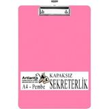 Artlantis Kapaksız Sekreterlik A4 1 Adet Pembe Renkli 80 Yaprak Kapasiteli Metal Mekanizmalı