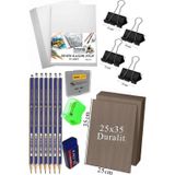 Artlantis Karakalem Eskiz Çizim Seti Duralit Seti 25X35 cm 1 Paket Resim Kağıdı Faber Dereceli Kalem Seti Hamur Silgi Sınav Silgis