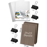 Artlantis Karakalem Eskiz Çizim Seti Durolit Seti 25 x 35 cm Duralit 1 Adet 25 x 35 Resim Kağıdı 25 Adet Mandal Metal 4 Adet