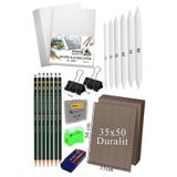 Artlantis Karakalem Eskiz Çizim Seti Durolit Seti 35x50 cm 1 Paket Pastel Dağıtıcı Kalem Resim Kağıdı Dereceli Kalem Seti Hamur Si