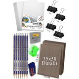 Artlantis Karakalem Eskiz Çizim Seti Durolit Seti 35X50 cm 1 Paket Resim Kağıdı Faber Dereceli Kalem Seti Hamur Silgi Sınav Silgisi