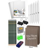 Artlantis Karakalem Eskiz Çizim Seti Durolit Seti 50x70 cm 1 Paket Pastel Dağıtıcı Kalem Resim Kağıdı Dereceli Kalem Seti Hamur Si