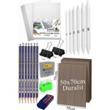 Artlantis Karakalem Eskiz Çizim Seti Durolit Seti 50x70 cm 1 Paket Pastel Dağıtıcı Kalem Resim Kağıdı Faber Dereceli Kalem Seti Ha