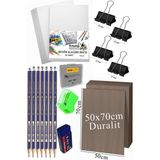 Artlantis Karakalem Eskiz Çizim Seti Durolit Seti 50X70 cm 1 Paket Resim Kağıdı Faber Dereceli Kalem Seti Hamur Silgi Sınav Silgisi