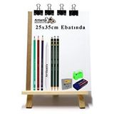 Artlantis Karakalem Eskiz Çizim Seti Masaüstü Şövale 25x35 Cm Duralit Resim Kağıdı Resim Kalemi Dağırıcı Gölgelendirme Hamur Silgi Beyaz