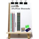 Artlantis Karakalem Eskiz Çizim Seti Masaüstü Şövale 25x35 cm Duralit Resim Kağıdı Resim Kalemi Dağırıcı Gölgelendirme Hamur Silgi