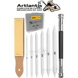 Artlantis Karakalem Eskiz Gölgelendirme Seti 9 Parça Kalem Zımparası Kalem Uzatma Aparatı Gölgelendirme Kalemi Hamur Silgi Füzen - Standart - Naturel