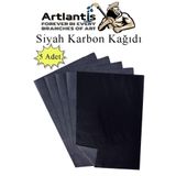 Artlantis Karbon Kağıdı A4 5 Adet 21x29,7 cm Renkli Karbon Kağıdı Kopya Kağıdı Transfer Kağıdı (Siyah)