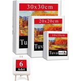 Artlantis Kare Tuval 6 Adet 10X10 20X20 30X30 cm Boş Tuval Tablo Arkadan Zımbalı Resim Tuvali Akrilik Boya Yağlı Boya Sanat Hobi - Standart - Beyaz