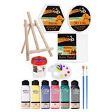 Artlantis Kare Yuvarlak Ve Altıgen Tuval 30 Cm 6 Renk 140 Ml Akrilik Boya Şövale 1 Paket 30x30 Cm Arkadan Zımbalı Astarlı Resim