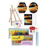 Artlantis Kare Yuvarlak Ve Altıgen Tuval 30 Cm Fanart 12 Renk 12 Ml Tüp Akrilik Boya Şövale 1 Paket Arkadan Zımbalı 30x30 Cm Tuval