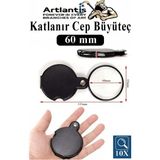 Artlantis Katlanır Cep Büyüteç 60 mm 1 Adet 10X Büyütme Lens Cepte Taşınan Optik Lens Mercek Okuma Büyüteci Mini Cep El Büyüteci - Siyah - Standart