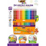 Artlantis Keçeli Kalem 24 Renk 1 Paket Bic Kid Couleur 24 Lü Keçeli Kalem Canlı Renkler Yıkanabilir Kaliteli Okul Öğrenci - Renkli - Standart