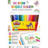 Artlantis Keçeli Kalem 24 Renk 1 Paket Play-Doh 24 Lü Keçeli Kalem Canlı Renkler Yıkanabilir Kaliteli Okul Öğrenci - Renkli - Standart