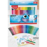 Artlantis Keçeli Kalem 48 Renk 1 Paket Maped 48 Li Keçeli Kalem Canlı ve Parlak Renkler Ocean Color Peps Yıkanabilir - Renkli - Standart
