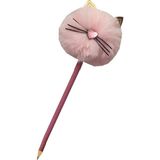 Artlantis Kedi Ponpon Peluş Kurşun Kalem 1 Adet Peluş Tüylü Kedi Figürlü Kurşun Kalem Hediye Kalem Tüylü Sevimli Kalem (Pembe)