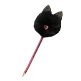 Artlantis Kedi Ponpon Peluş Kurşun Kalem 1 Adet Peluş Tüylü Kedi Figürlü Kurşun Kalem Hediye Kalem Tüylü Sevimli Kalem (Siyah)