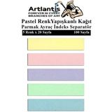 Artlantis Kendinden Yapışkanlı Ayraç Postit 5 Renkli 1 Adet Yapışkanlı Not Kağıdı Transparan Parmak Ayraç Indeks Seperatör 5'li Mini - Pastel