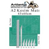 Artlantis Kesim Matı A2 Kretuar Seti ve Çelik Cevel 30 Cm 1 Adet 45x60 cm Çift Taraflı Çizim Matı Kesme Madı K