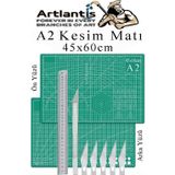 Artlantis Kesim Matı A2 Kretuar Seti ve Çelik Cevel 30 Cm 1 Adet 45x60 cm Çift Taraflı Çizim Matı Kesme Madı Kesim Tablası Kesim A