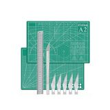 Artlantis Kesim Matı A2 Kretuar Seti ve Çelik Cevel 30 Cm 1 Adet 45x60 cm Çift Taraflı Çizim Matı Kesme Madı Kesim Tablası Kesim Altlığı
