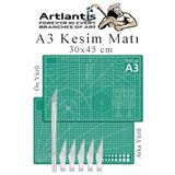 Artlantis Kesim Matı A3 ve Kretuar Seti 1 Adet 30x45 cm Çift Taraflı Çizim Matı Kesme Madı Kesim Tablası Kesim Altlığı