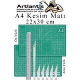 Artlantis Kesim Matı A4 Kretuar Seti ve Çelik Cevel 30 Cm 1 Adet 22x30 cm Çift Taraflı Çizim Matı Kesme Madı Kesim Tablası Kesim A