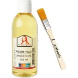 Artlantis Keten Yağı 250 ml 1 Adet ve Zemin Fırçası Resim Yağı Monalisa Rafine Bezir Yağı Yağlı Boya Incelticisi Yağlı Boya Yardımcı Malzemesi - Standart - Açık Sarı