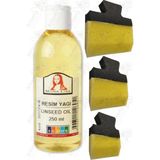 Artlantis Keten Yağı 250 ml 1 Adet Yassı Patpat Sünger Fırça Seti 3 Lü Resim Yağı Monalisa Rafine Bezir Yağı Yağlı Boya Inceltici - Standart - Açık Sarı
