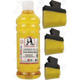 Artlantis Keten Yağı 500 ml 1 Adet Yassı Patpat Sünger Fırça Seti 3 Lü Resim Yağı Monalisa Rafine Bezir Yağı Yağlı Boya Inceltici - Standart - Açık Sarı