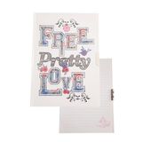 Artlantis Kilitli Kız Modeli Mcolor Sert Kapak Çizgili 14x20 cm Gri Hatıra Defteri