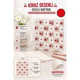 Artlantis Kiraz Figürlü Kare Not Defteri 16X16CM 1 Adet Lizz Sert Kapak 120 Yaprak Ciltli Çizgisiz Özel Anı Günlük Defteri - Kırmızı